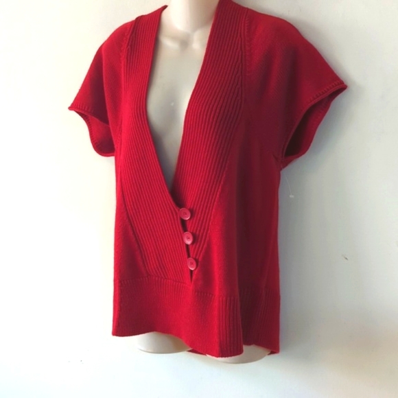 Coldwater Creek Red Sweater with Cap Sleeves - Picture 4 of 16